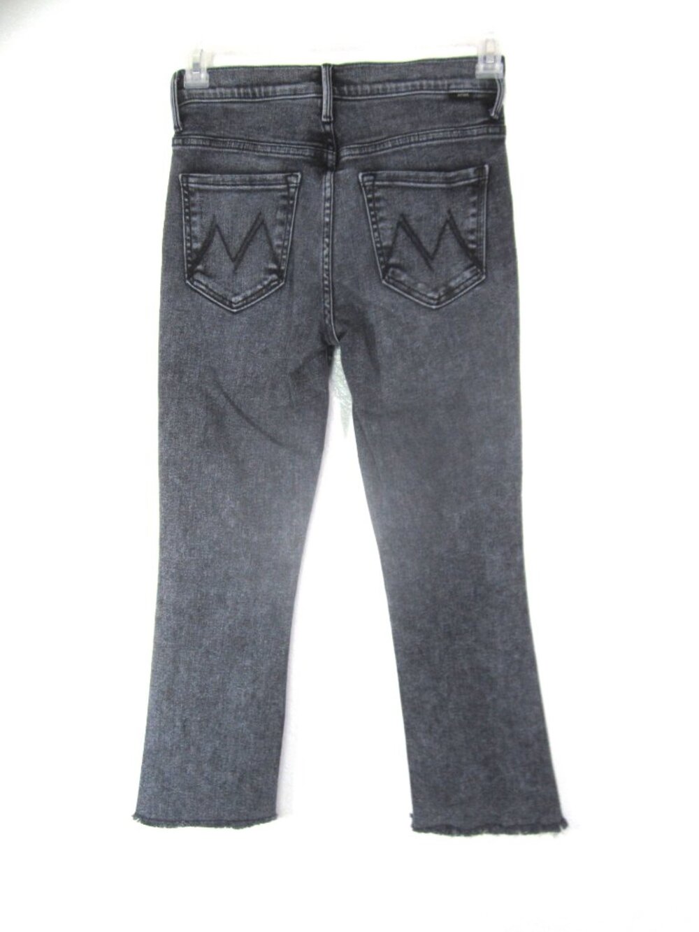 MOTHER 27 EUC The Insider Crop Step Fray Jeans Train Stops Gray Black Raw Hem - Picture 6 of 11